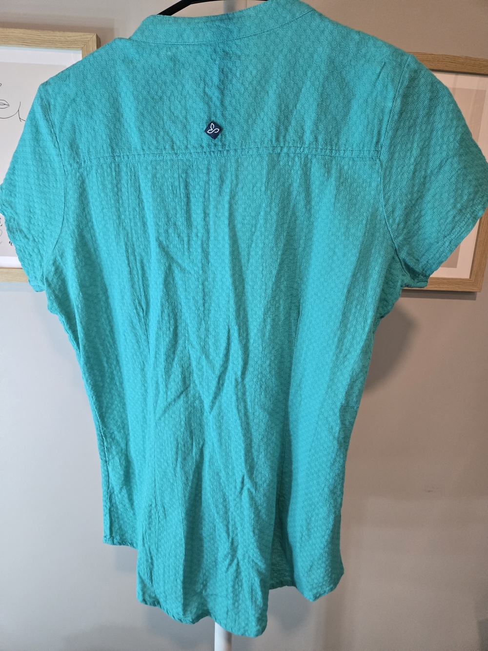 Bright Teal Button-Front Women’s Top - Picture 6 of 7